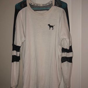 Pink mesh sleeve top